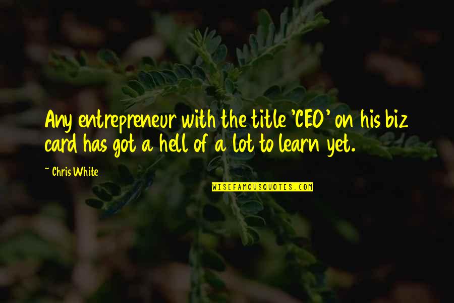 Any Quotes By Chris White: Any entrepreneur with the title 'CEO' on his