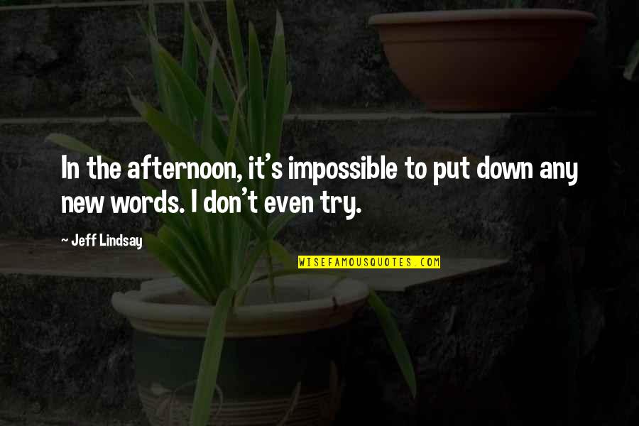 Any S T S Quotes By Jeff Lindsay: In the afternoon, it's impossible to put down