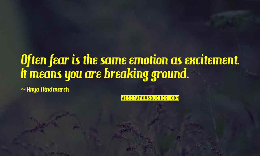 Anya's Quotes By Anya Hindmarch: Often fear is the same emotion as excitement.