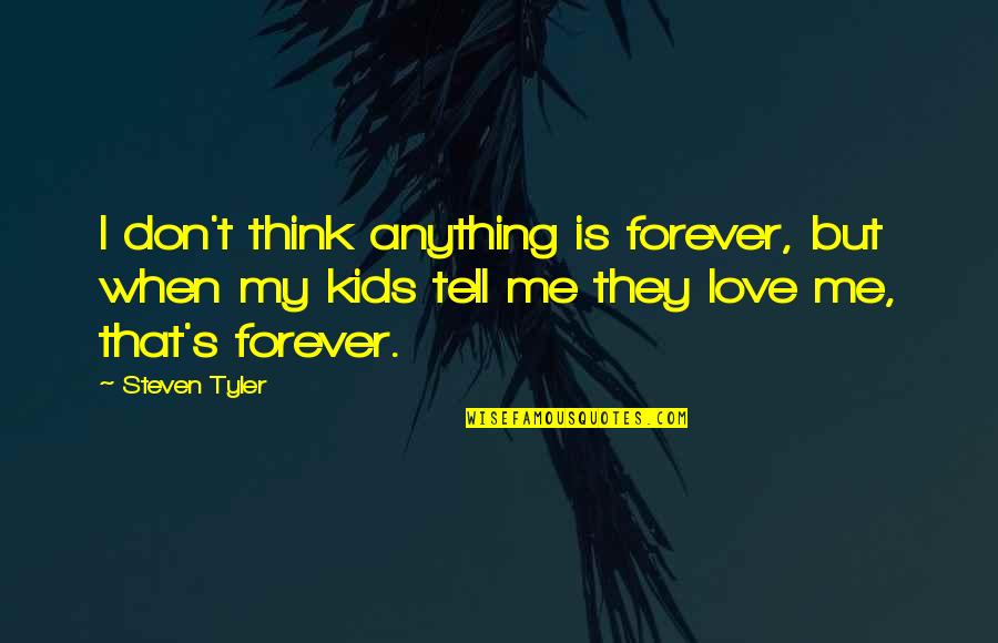 Anything But Love Quotes By Steven Tyler: I don't think anything is forever, but when Anything But Love Quotes By Steven Tyler: I don't think anything is forever, but when