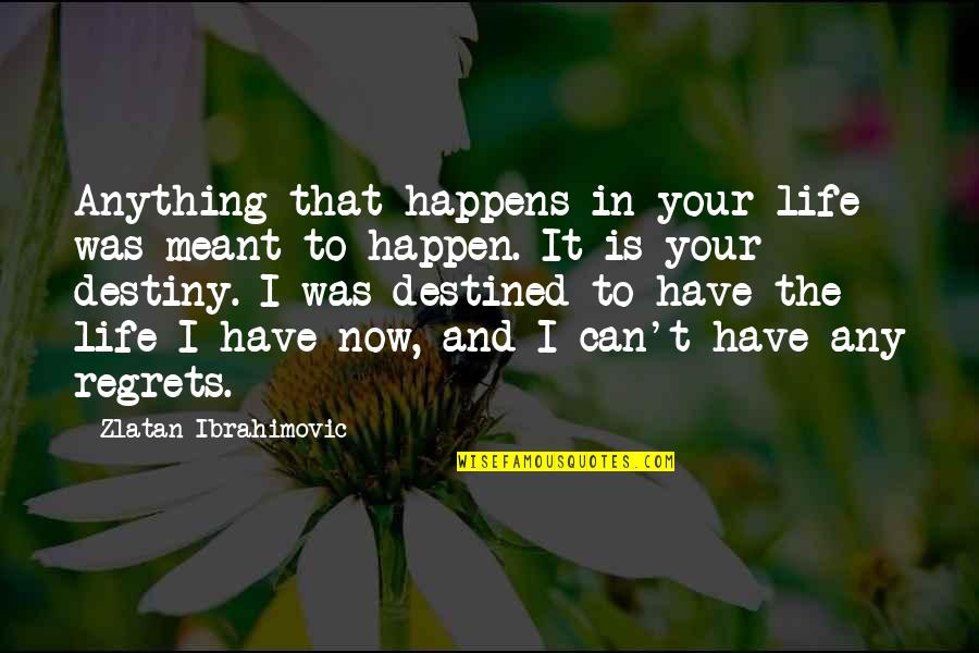 Anything Can Happen Quotes By Zlatan Ibrahimovic: Anything that happens in your life was meant