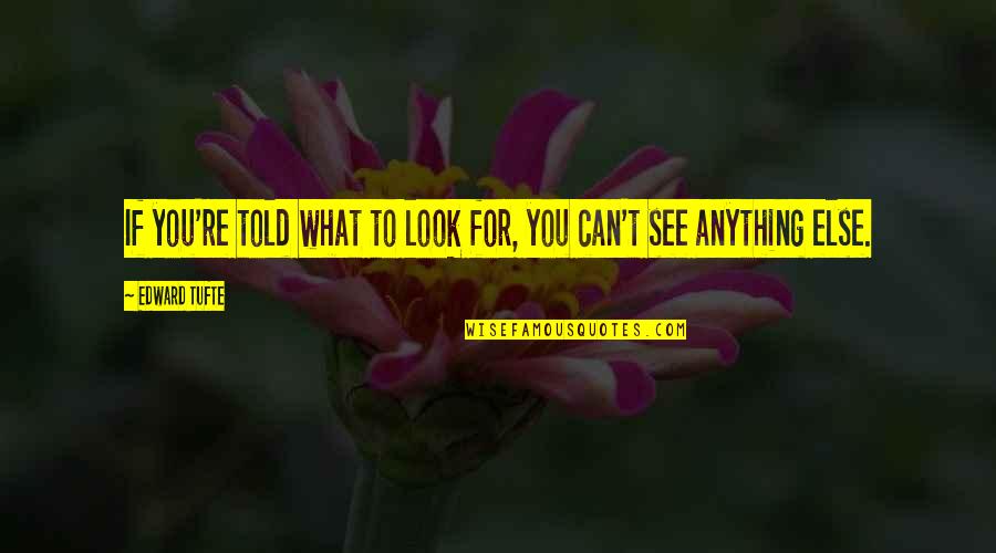 Anything For You Quotes By Edward Tufte: If you're told what to look for, you