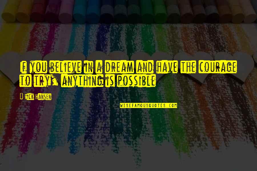 Anything Is Possible If You Believe Quotes By Rick Hansen: If you believe in a dream and have