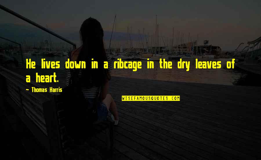 Anywhereand Quotes By Thomas Harris: He lives down in a ribcage in the Anywhereand Quotes By Thomas Harris: He lives down in a ribcage in the