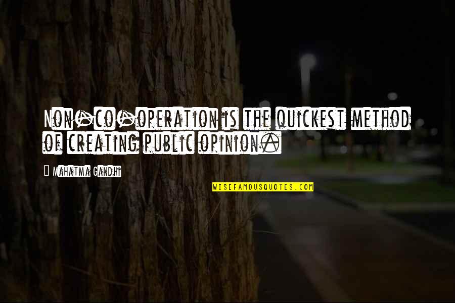 Anze Kopitar Quotes By Mahatma Gandhi: Non-co-operation is the quickest method of creating public
