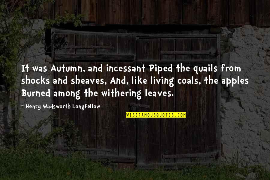 Apa Online Quotes By Henry Wadsworth Longfellow: It was Autumn, and incessant Piped the quails
