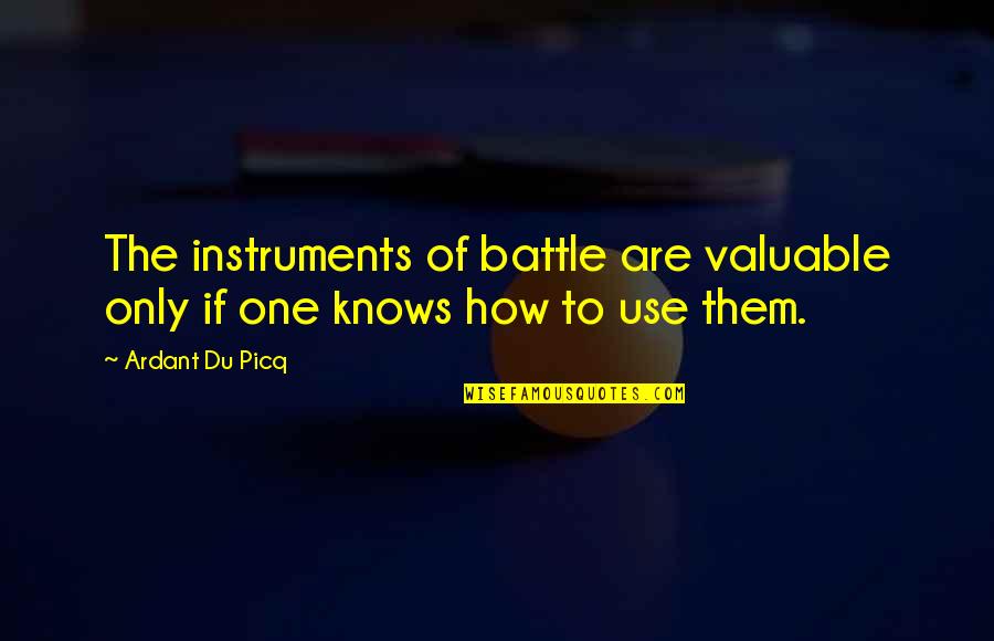 Apa Style Citation Quotes By Ardant Du Picq: The instruments of battle are valuable only if