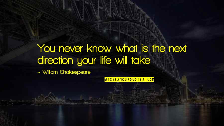 Apanhopu Quotes By William Shakespeare: You never know what is the next direction Apanhopu Quotes By William Shakespeare: You never know what is the next direction