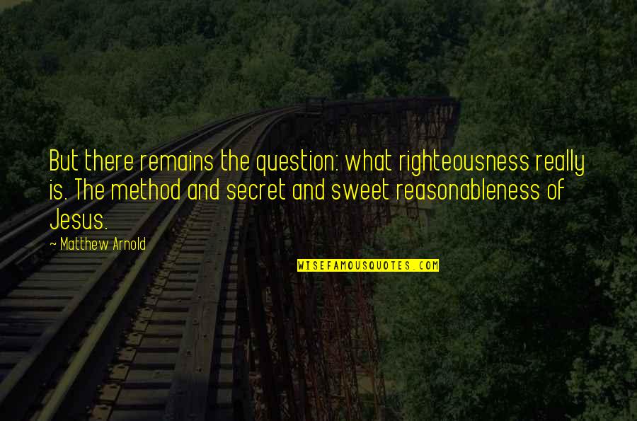 Apartarse Gente Quotes By Matthew Arnold: But there remains the question: what righteousness really