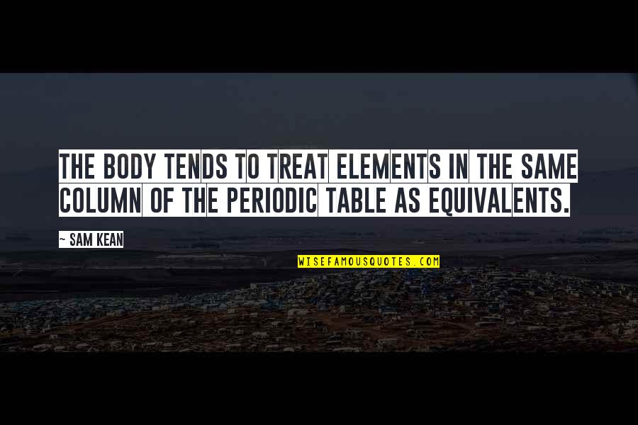 Apate Quotes By Sam Kean: The body tends to treat elements in the