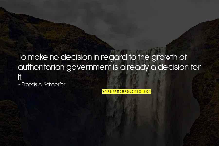 Apathy In Government Quotes By Francis A. Schaeffer: To make no decision in regard to the