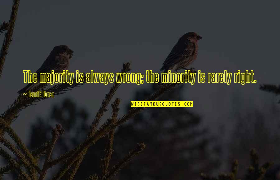 Aperturas De Pecho Quotes By Henrik Ibsen: The majority is always wrong; the minority is Aperturas De Pecho Quotes By Henrik Ibsen: The majority is always wrong; the minority is