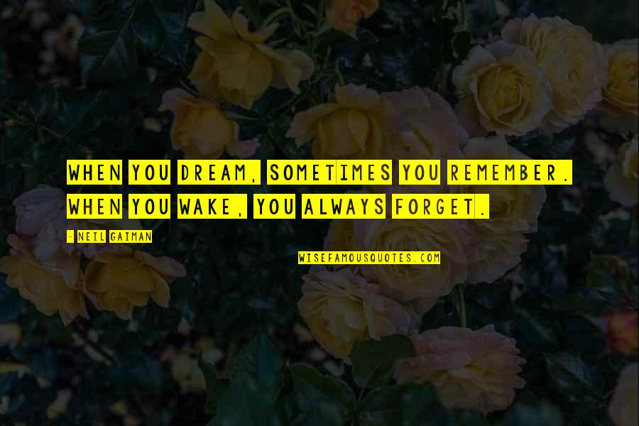 Apest Quotes By Neil Gaiman: When you dream, sometimes you remember. When you