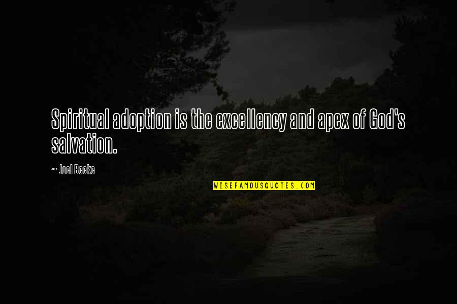 Apex Quotes By Joel Beeke: Spiritual adoption is the excellency and apex of