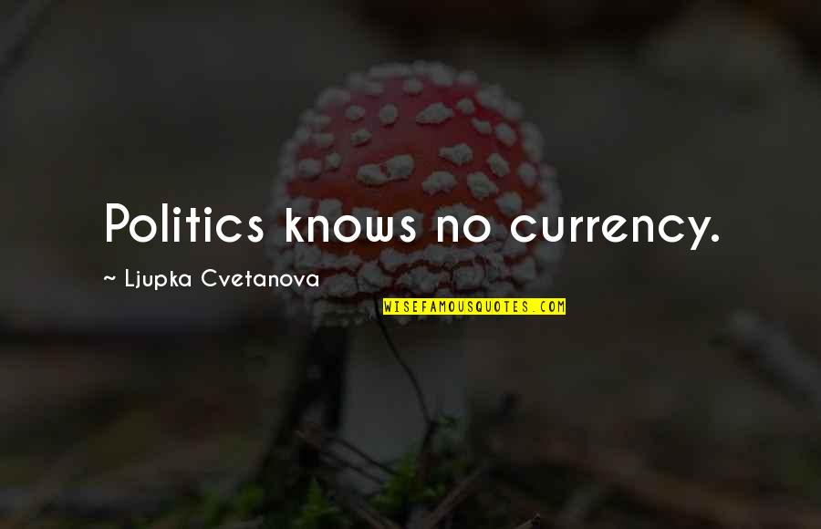 Aphorism Quotes By Ljupka Cvetanova: Politics knows no currency.