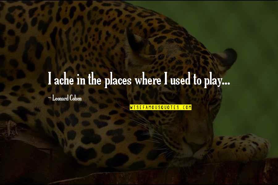 Apicultural Society Quotes By Leonard Cohen: I ache in the places where I used