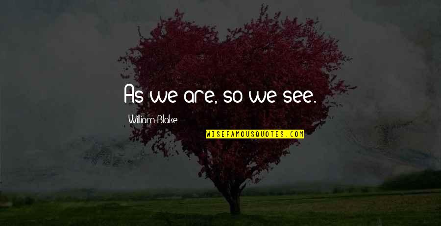 Apj Best Quotes By William Blake: As we are, so we see.