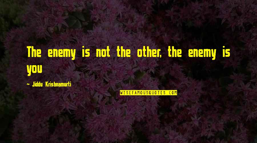 Apneustic Breathing Quotes By Jiddu Krishnamurti: The enemy is not the other, the enemy Apneustic Breathing Quotes By Jiddu Krishnamurti: The enemy is not the other, the enemy