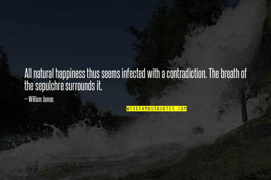 Apocalypses Quotes By William James: All natural happiness thus seems infected with a