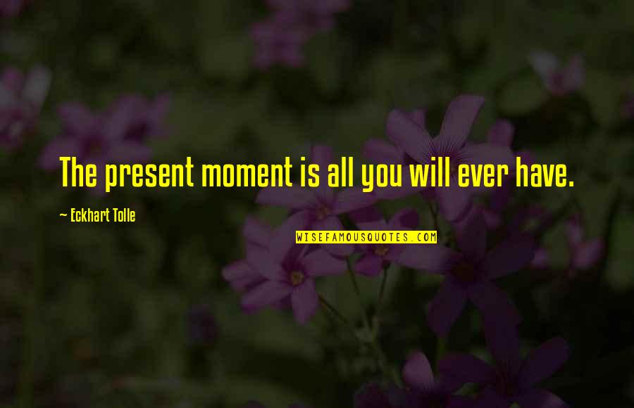 Apodictical Quotes By Eckhart Tolle: The present moment is all you will ever Apodictical Quotes By Eckhart Tolle: The present moment is all you will ever