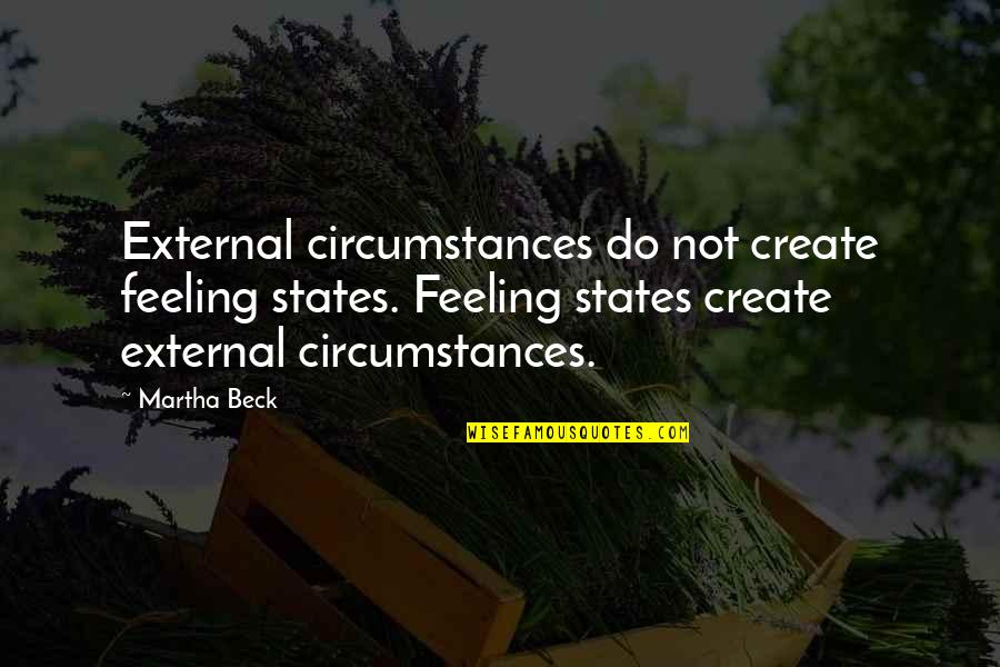 Apoio Nos Quotes By Martha Beck: External circumstances do not create feeling states. Feeling Apoio Nos Quotes By Martha Beck: External circumstances do not create feeling states. Feeling