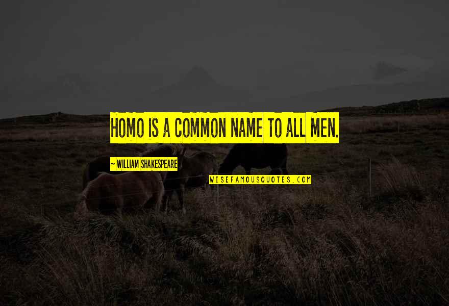 Apolito Italy Quotes By William Shakespeare: Homo is a common name to all men.