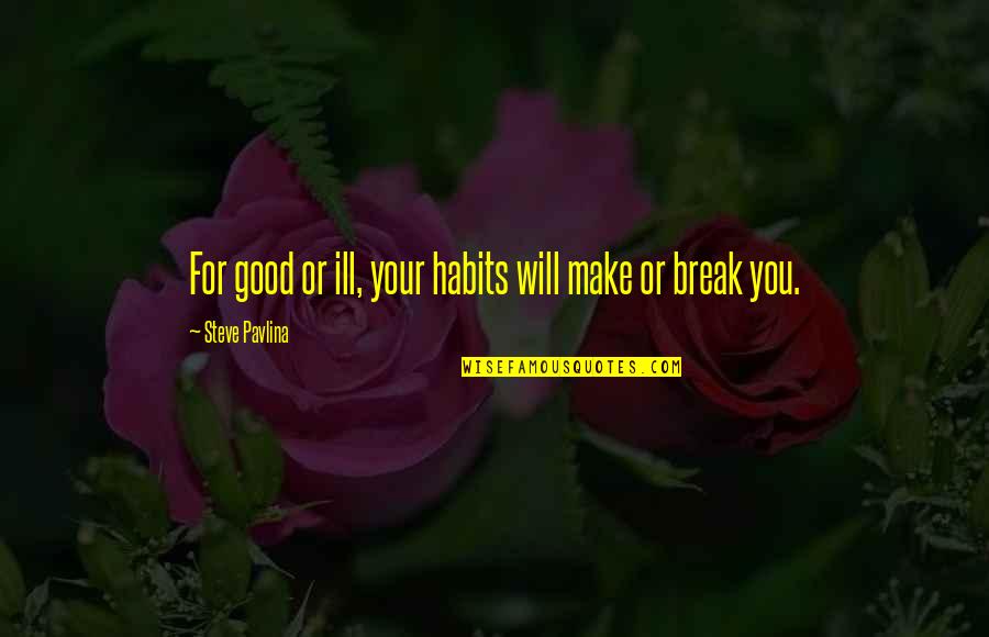 Apollonov Quotes By Steve Pavlina: For good or ill, your habits will make Apollonov Quotes By Steve Pavlina: For good or ill, your habits will make