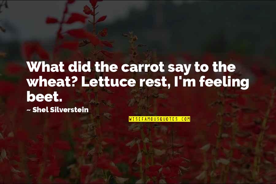 Apology Girlfriend Quotes By Shel Silverstein: What did the carrot say to the wheat? Apology Girlfriend Quotes By Shel Silverstein: What did the carrot say to the wheat?