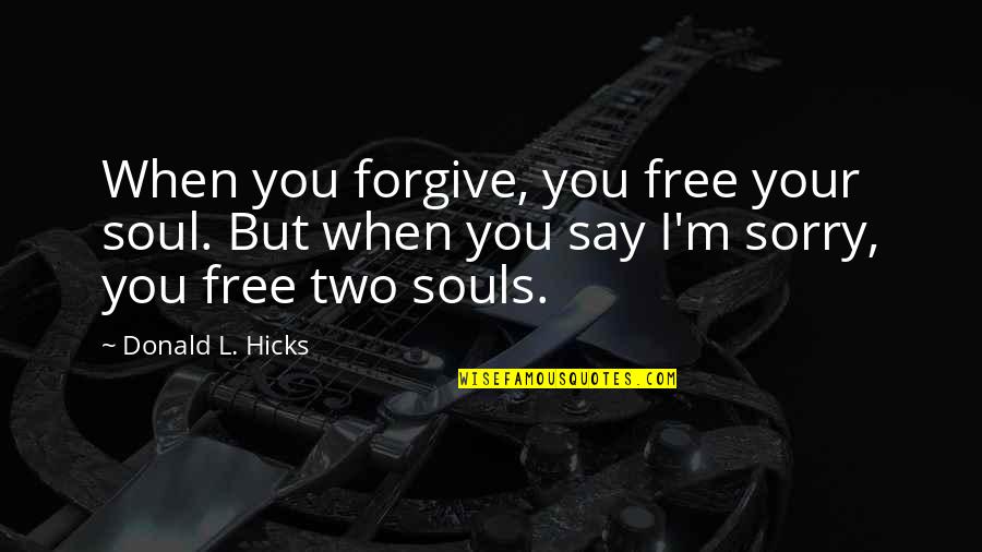 Apology Quotes By Donald L. Hicks: When you forgive, you free your soul. But
