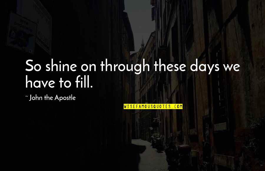 Apostle John Quotes By John The Apostle: So shine on through these days we have