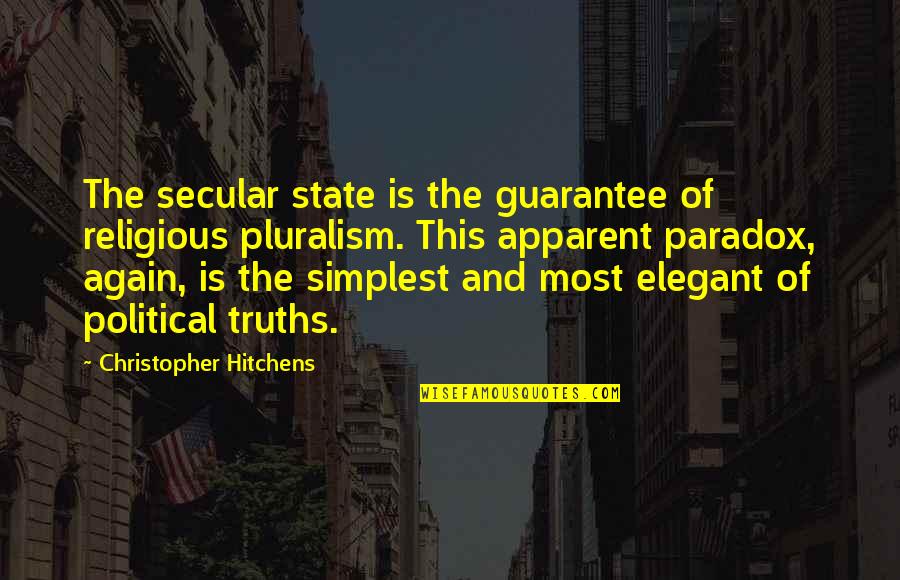 Apparent Quotes By Christopher Hitchens: The secular state is the guarantee of religious