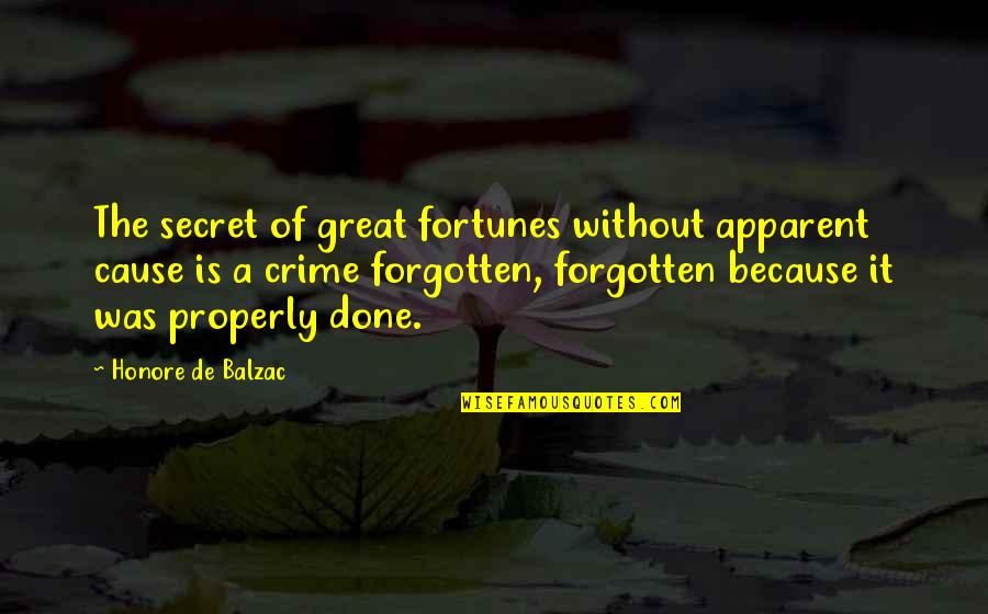 Apparent Quotes By Honore De Balzac: The secret of great fortunes without apparent cause