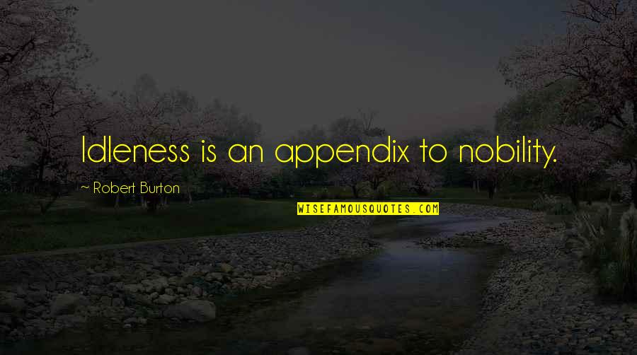 Appendix With Quotes By Robert Burton: Idleness is an appendix to nobility.