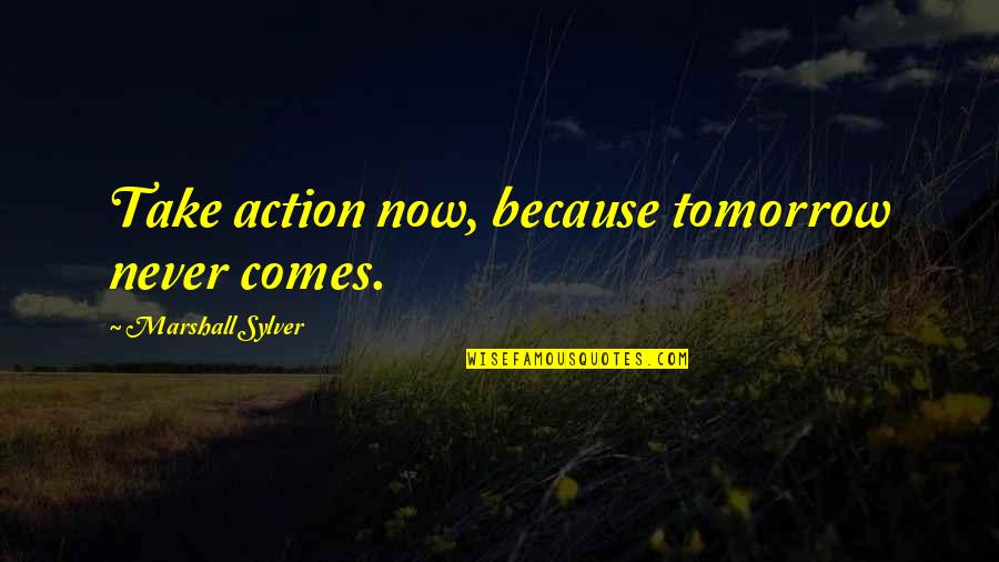 Appertaineth Quotes By Marshall Sylver: Take action now, because tomorrow never comes.