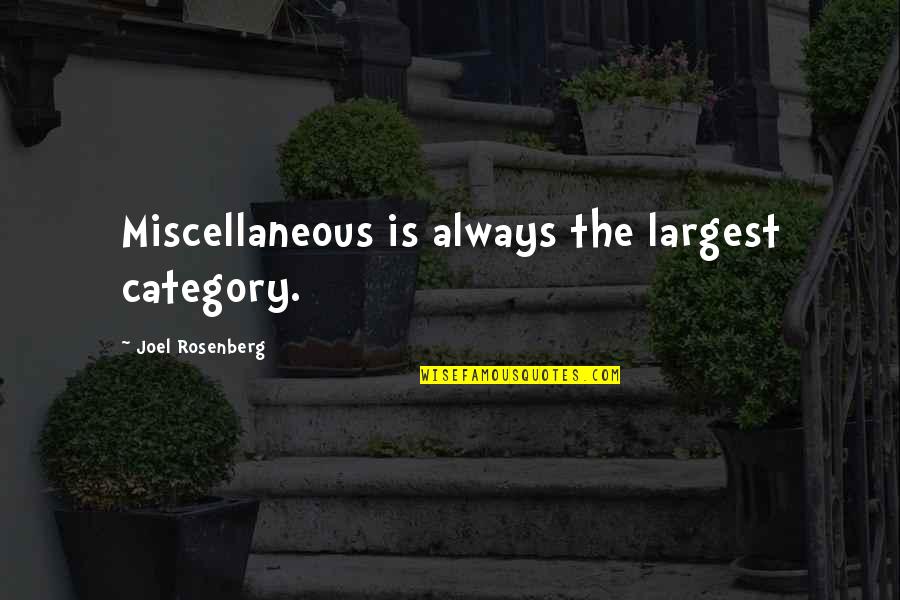 Appetitive Faculty Quotes By Joel Rosenberg: Miscellaneous is always the largest category.