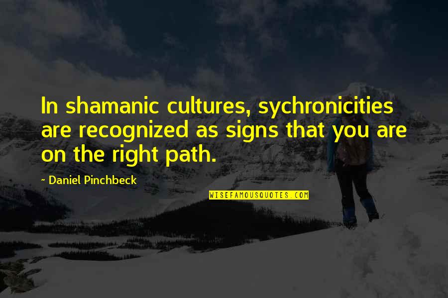 Applause Of Heaven Quotes By Daniel Pinchbeck: In shamanic cultures, sychronicities are recognized as signs