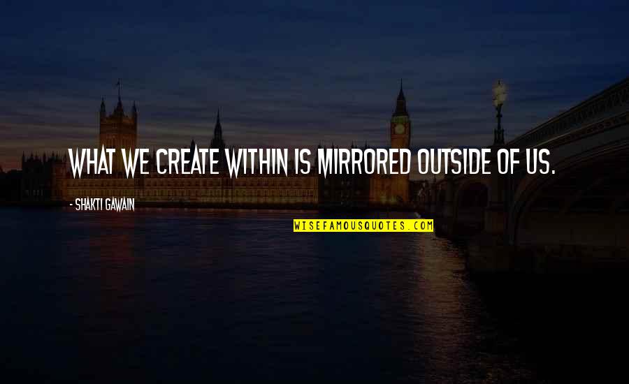 Apple Corp Quotes By Shakti Gawain: What we create within is mirrored outside of Apple Corp Quotes By Shakti Gawain: What we create within is mirrored outside of
