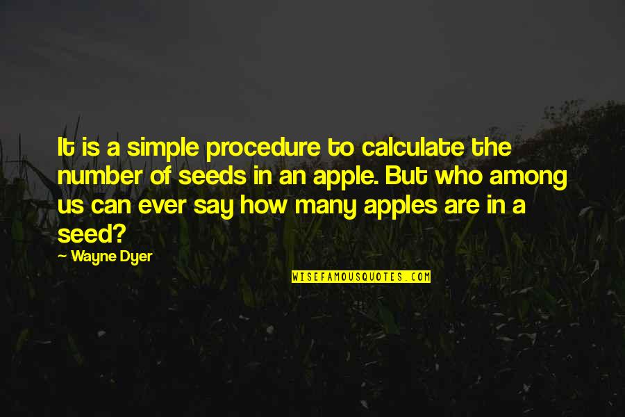 Apple Seeds Quotes By Wayne Dyer: It is a simple procedure to calculate the