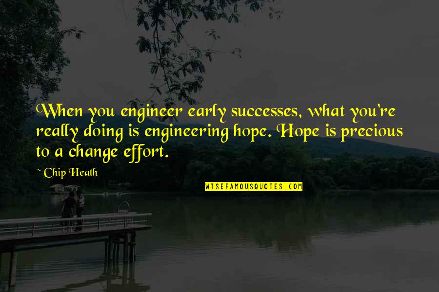 Applesauce Quotes By Chip Heath: When you engineer early successes, what you're really