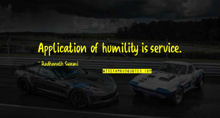 Application Quotes By Radhanath Swami: Application of humility is service.