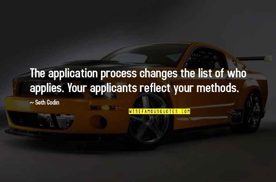 Application Quotes By Seth Godin: The application process changes the list of who
