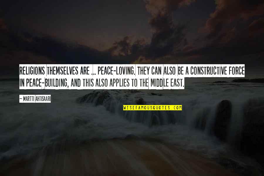 Applies Quotes By Martti Ahtisaari: Religions themselves are ... peace-loving. They can also
