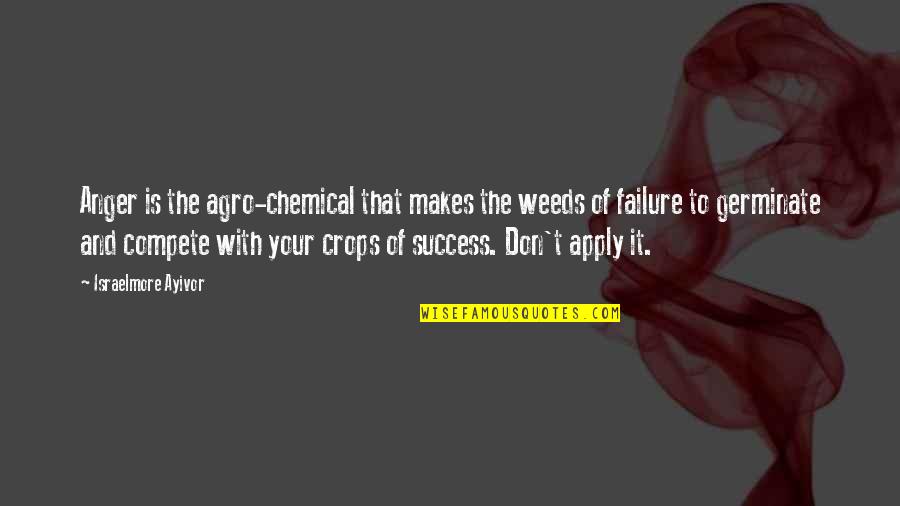 Apply Quotes By Israelmore Ayivor: Anger is the agro-chemical that makes the weeds