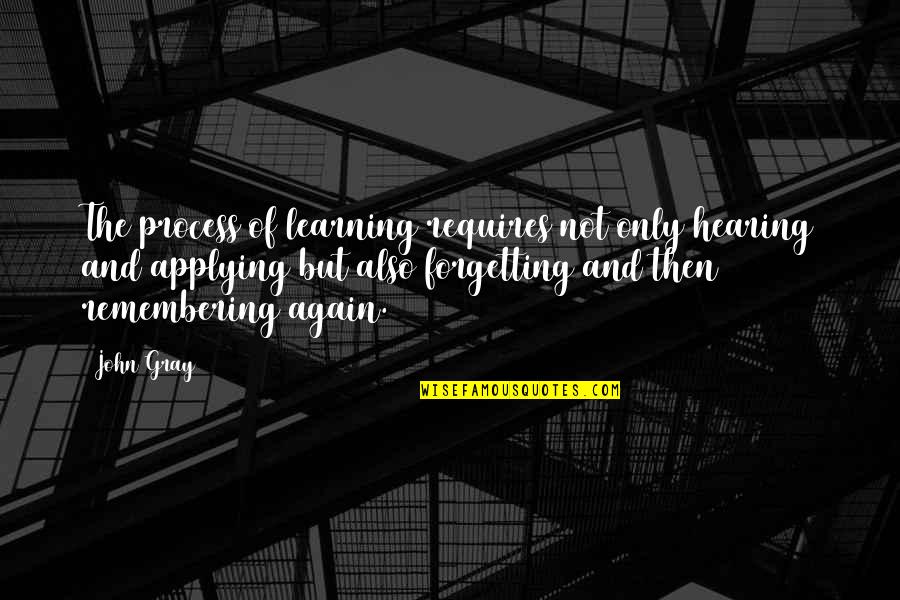 Applying Learning Quotes By John Gray: The process of learning requires not only hearing