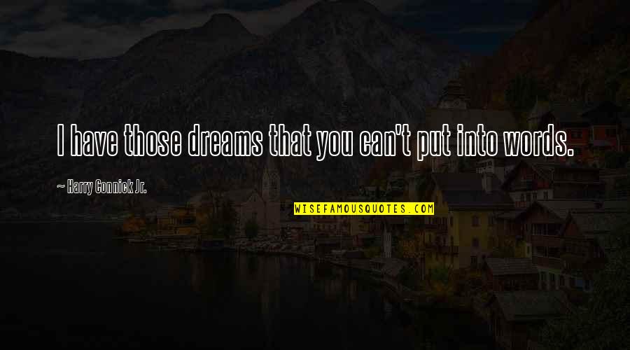 Apportant Quotes By Harry Connick Jr.: I have those dreams that you can't put
