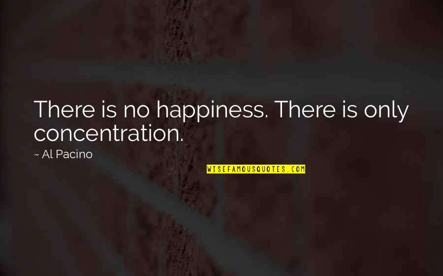 Apporter De Leau Quotes By Al Pacino: There is no happiness. There is only concentration.
