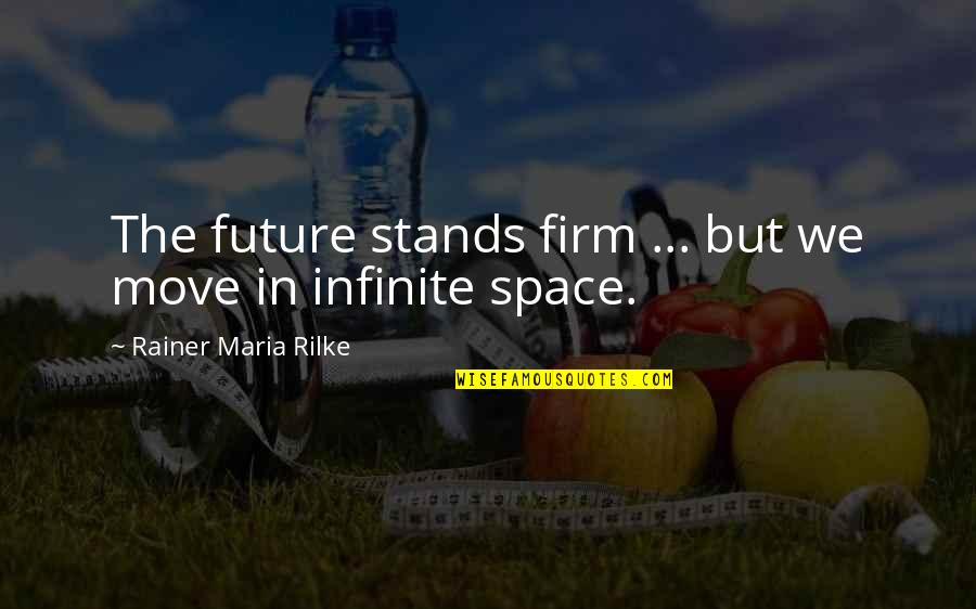 Apports In English Quotes By Rainer Maria Rilke: The future stands firm ... but we move