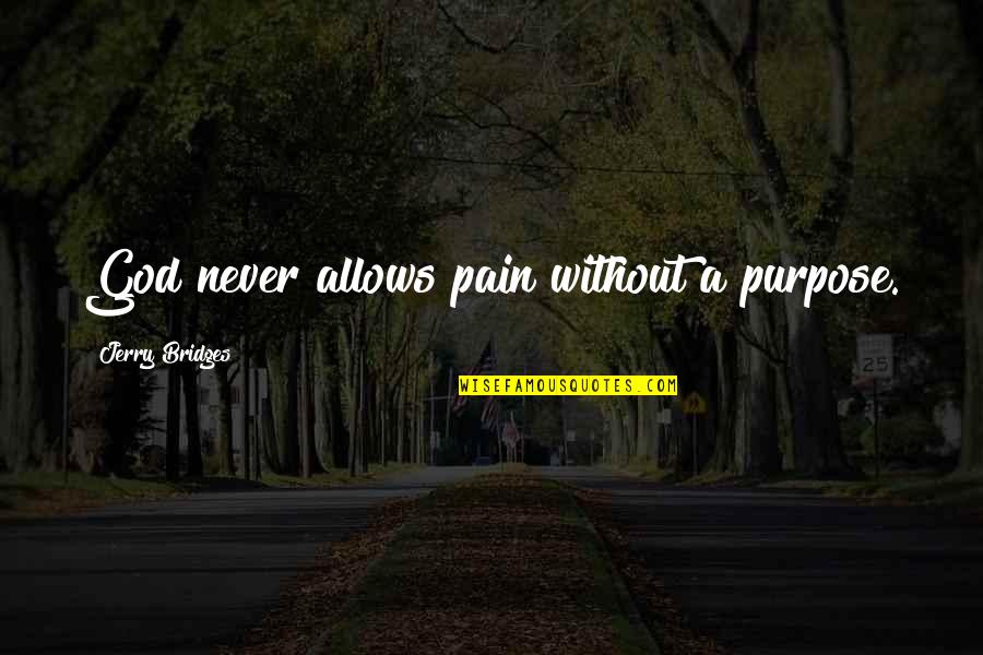 Apposed Quotes By Jerry Bridges: God never allows pain without a purpose.