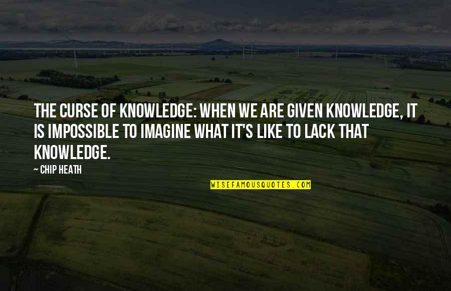 Appositely Quotes By Chip Heath: The Curse of Knowledge: when we are given Appositely Quotes By Chip Heath: The Curse of Knowledge: when we are given