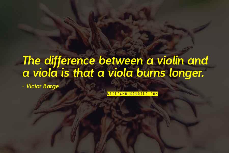 Appraising Quotes By Victor Borge: The difference between a violin and a viola